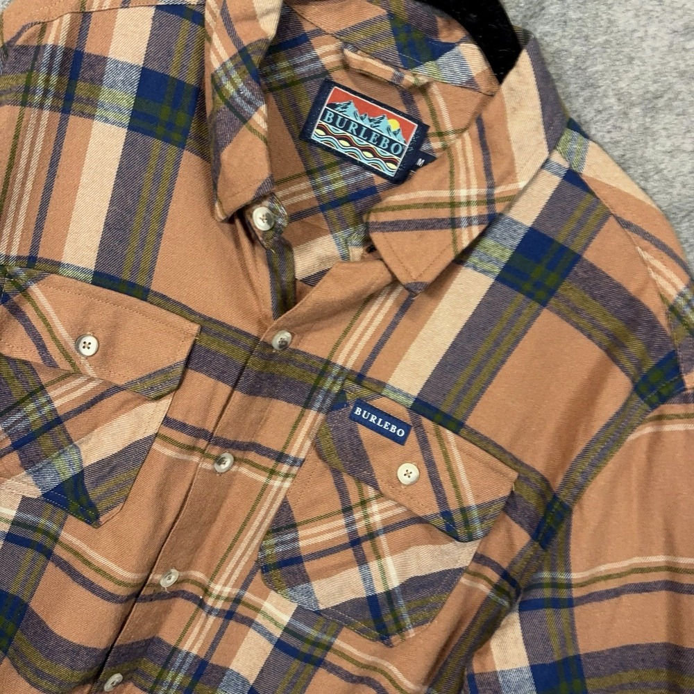 Burlebo Flannel Shirt Mens Sz M Sunset Canyon Pockets Brushed Cotton Blend